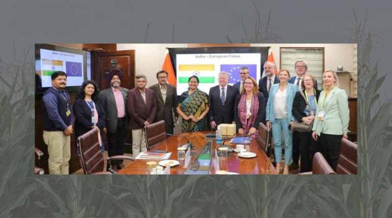 Minister of State for Agriculture & Farmers Welfare Sushri Shobha Karandlaje and H.E. Mr. Janusz Wojciechowski, European Commissioner for Agriculture hold a meeting at New Delhi today