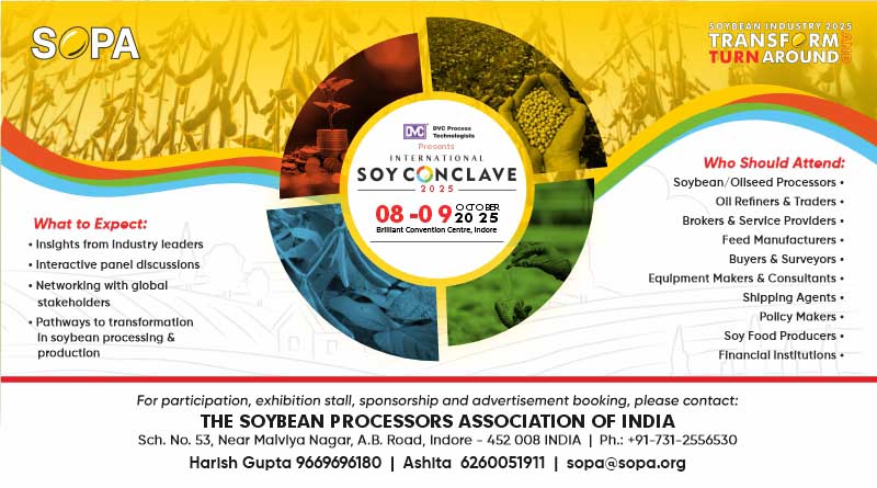 SOPA to Host 8th International Soy Conclave 2025 in Indore with Theme "Transform and Turn Around"