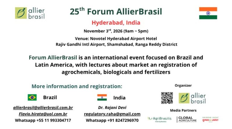 25th Forum AllierBrasil to Discuss Latin American Agricultural Input Markets in Hyderabad